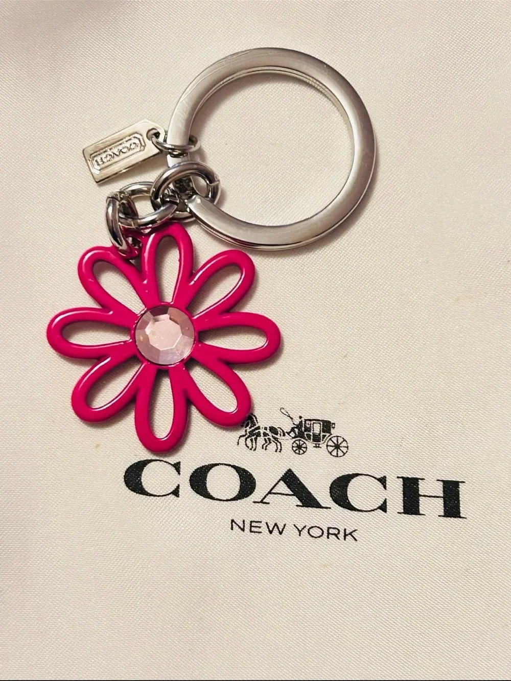 NWOT Coach Pink Y2K Flower Charm Keychain/ Bag Charm